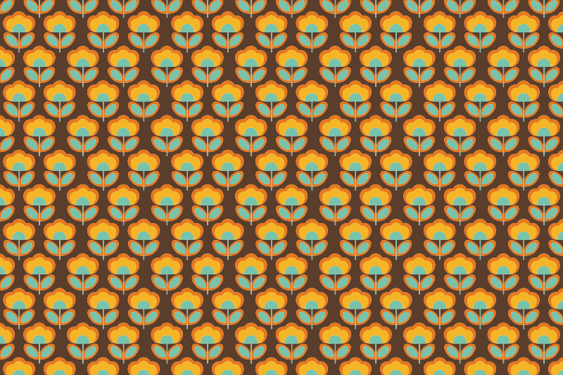 Covor vinil flori și plante design vintage maro - TenStickers