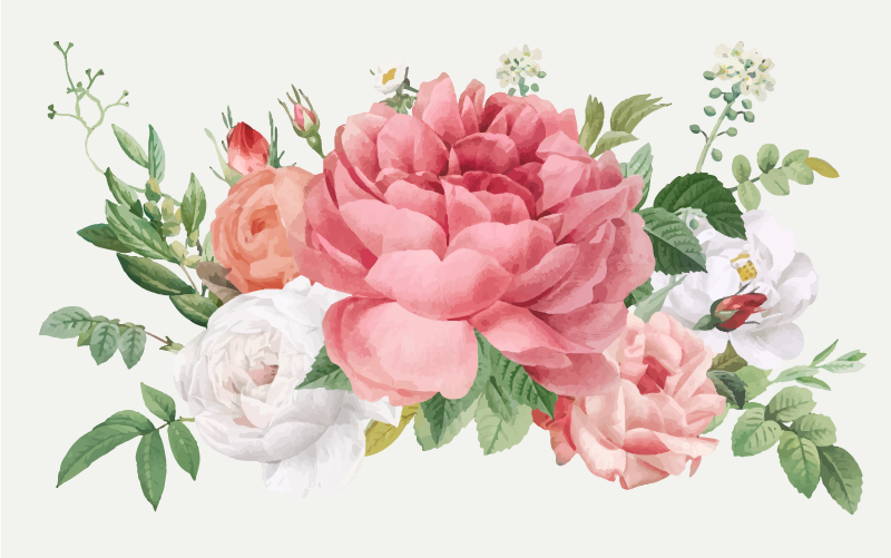 Covor floral din vinil cu flori și trandafiri - TenStickers