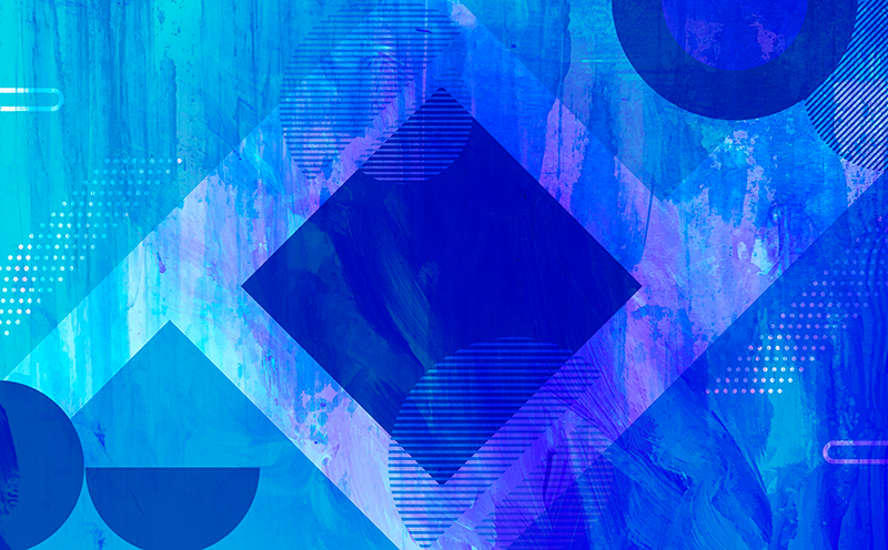 Covor vinil minimalist motive geometrice albastre - TenStickers