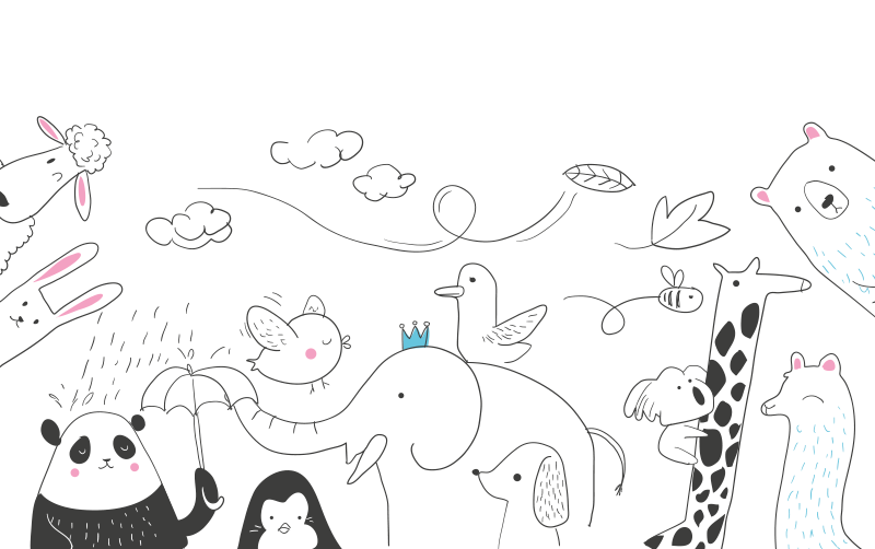 Covor de vinil pepiniere prieteni minimalisti ai animalelor - TenStickers