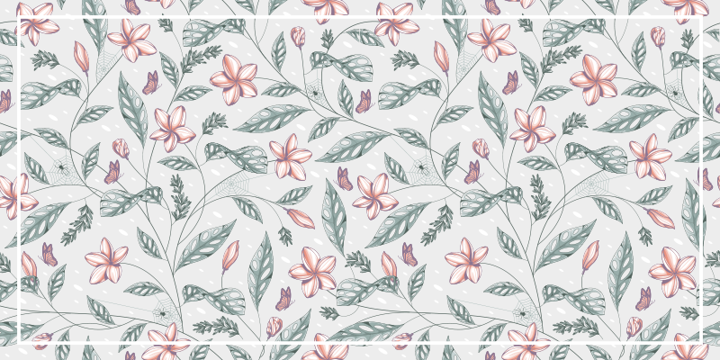 Covor vinil flori și plante model floral cu verdeață - TenStickers