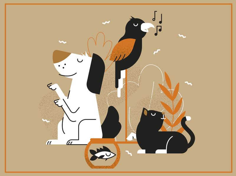 Covor vinil animal ilustrație bej pentru animale de companie - TenStickers