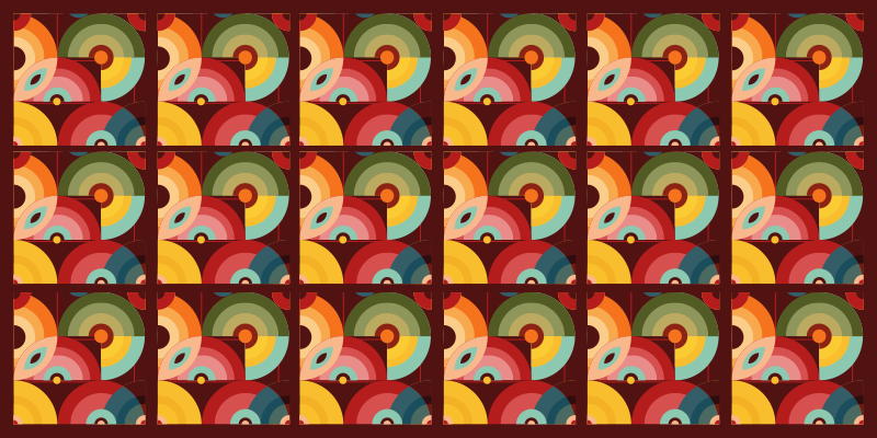 Covor de vinil epocă forme circulare retro colorate - TenStickers