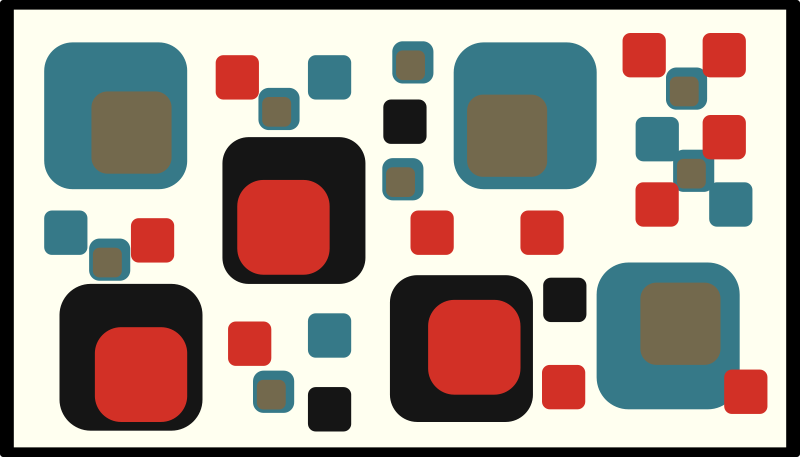 Covoare geometrice pătrate albastre și negre din anii '70 - TenStickers