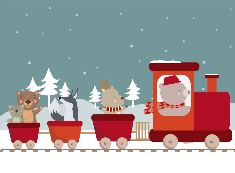 Alții covor de vinil aventură cu trenul cu animale - TenStickers