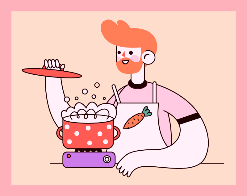 Covor de vinil pentru bucătărie bărbat roșcat care gătește - TenStickers