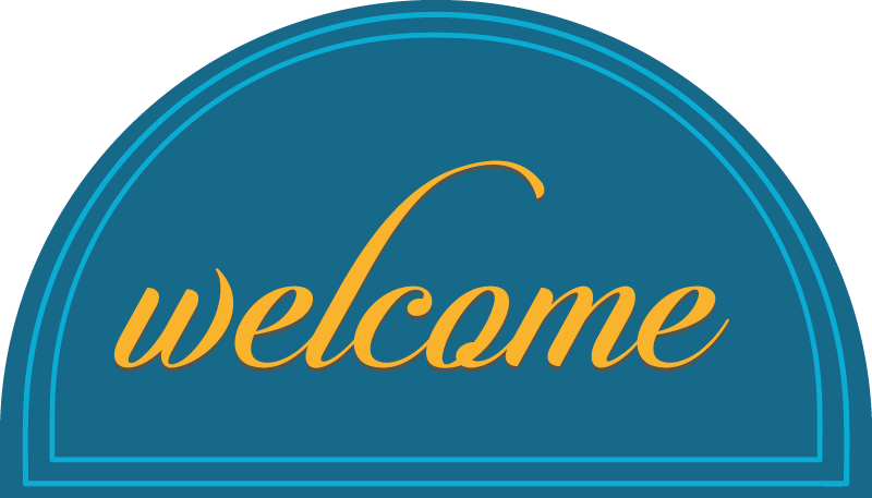 Covor vinil hol intrare design de bun venit albastru - TenStickers