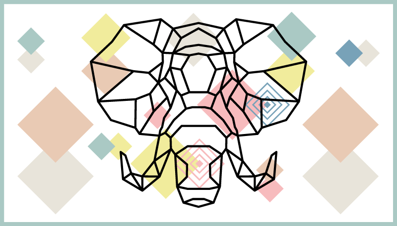 Covor vinil modern cap de elefant origami - TenStickers