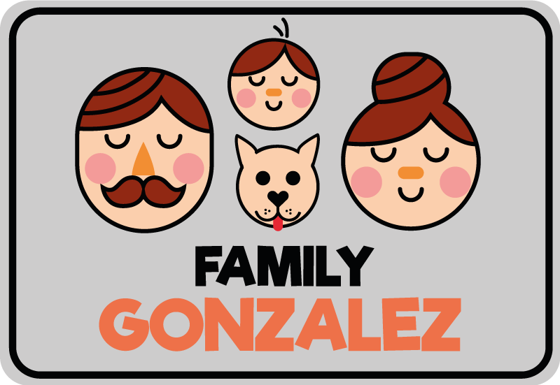 Covor de vinil cu nome portret de familie personalizat - TenStickers