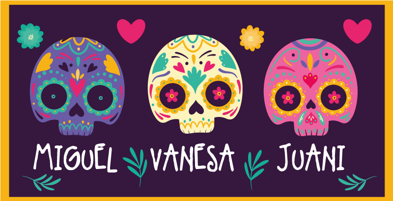 Covor vinil hol intrare cranii colorate personalizate - TenStickers