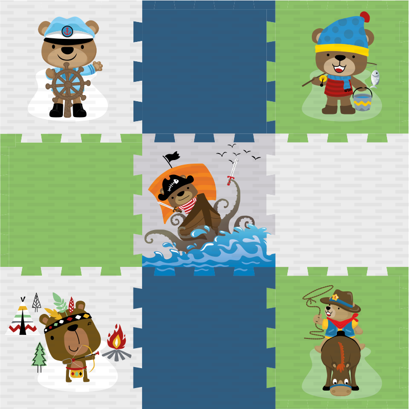 Alții covor de vinil aventură drăguță cu ursuleți - TenStickers