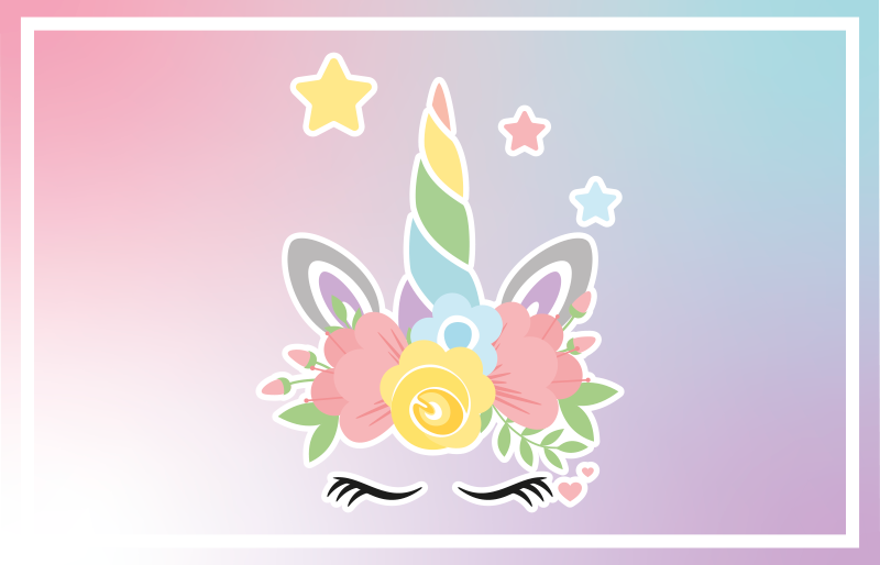 Covor de vinil pentru copii pandantiv floral unicorn - TenStickers