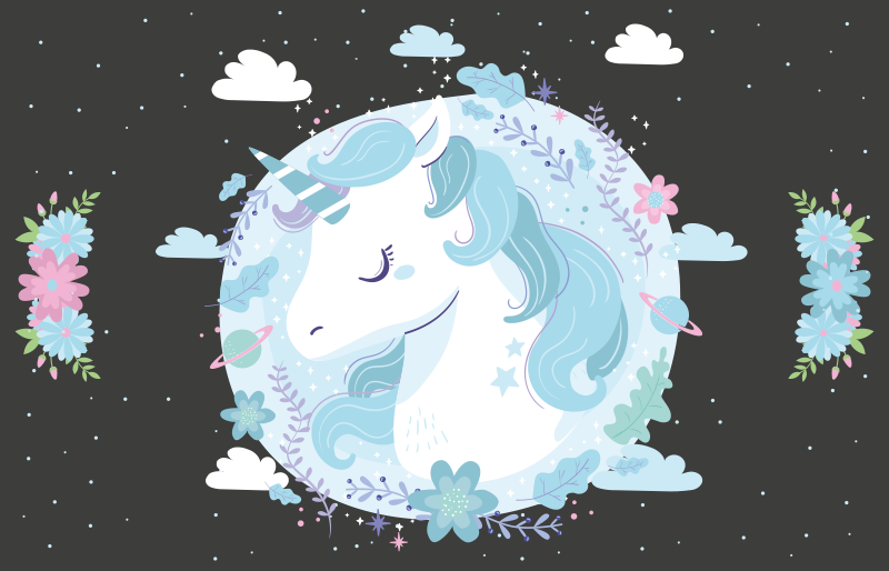 Covor de vinil pentru copii scenă de vis cu unicorn - TenStickers