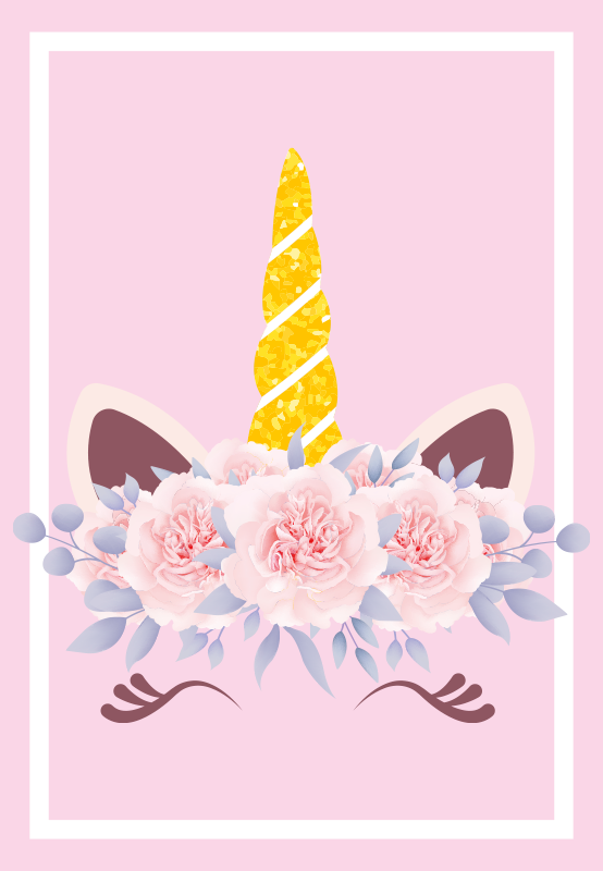 Covor de vinil pentru copii magie florală unicorn - TenStickers