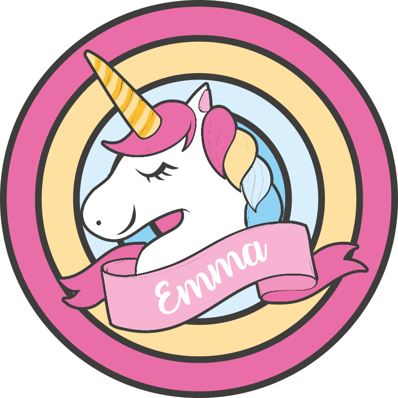 Alții covor de vinil nume de unicorn în insignă - TenStickers