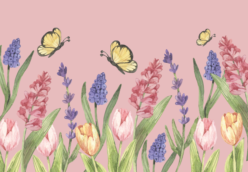 Covor vinil flori și plante emblema grădinii botanice - TenStickers