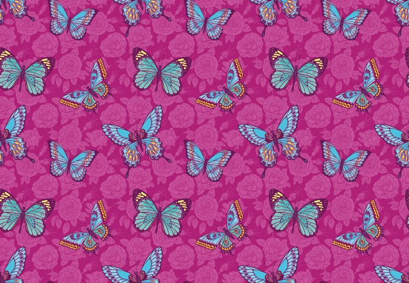 Covor vinil flori și plante motiv floral fluture - TenStickers