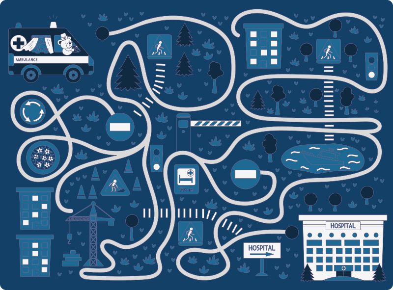 Covor de vinil drumuri hartă albastră a orașului - TenStickers