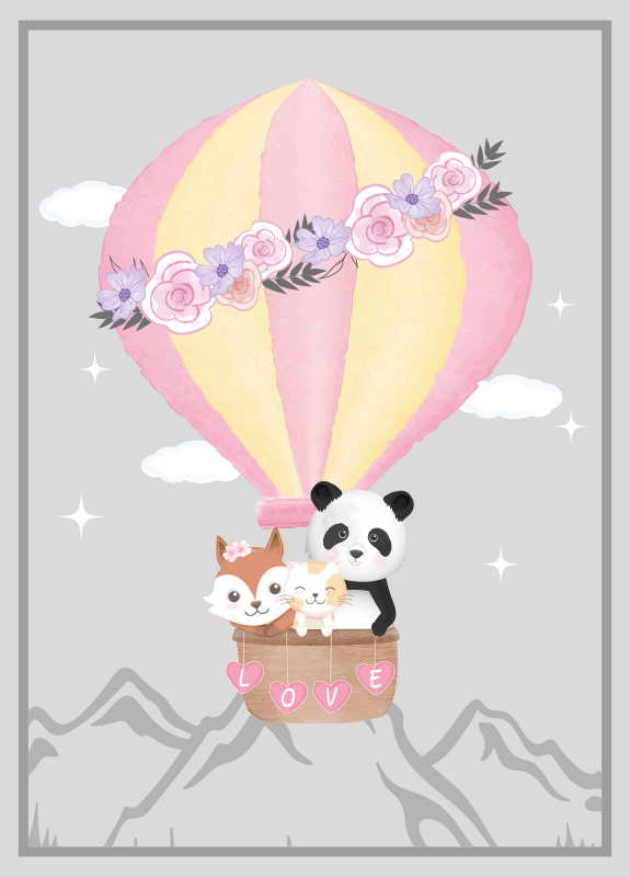 Covor de vinil pentru copii dragoste cu aer cald - TenStickers