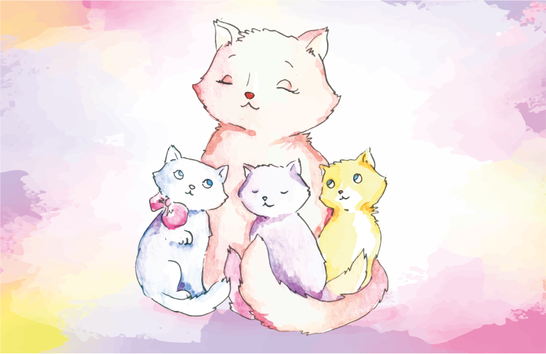 Covor dormitor familie de pisici - TenStickers