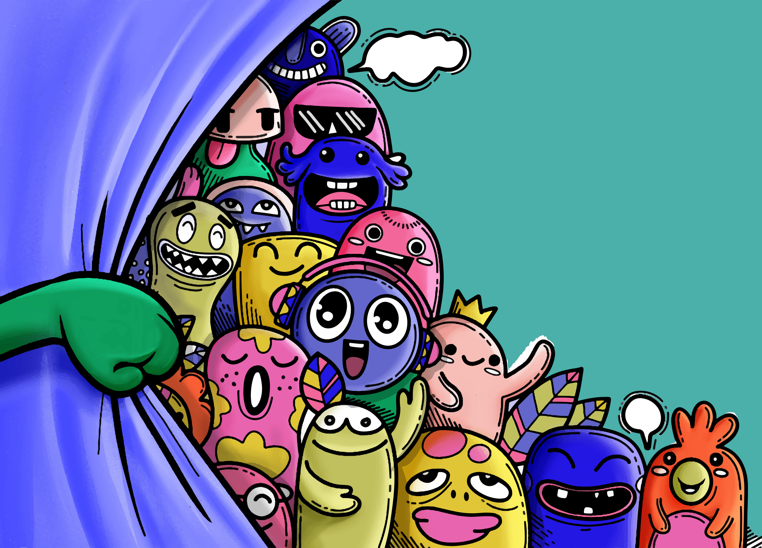 Alții covor de vinil personaje monstruoase colorate - TenStickers