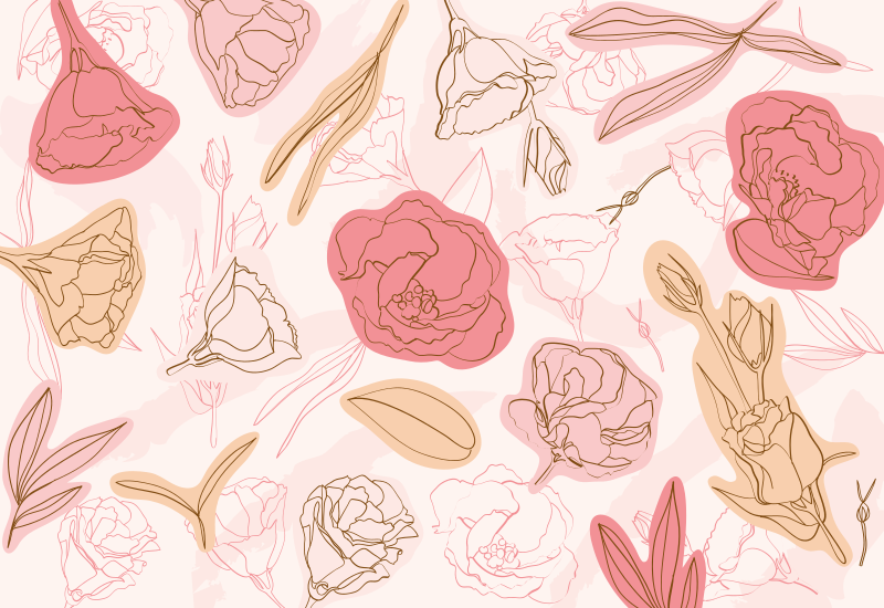 Covor floral trandafiri roz și alb - TenStickers