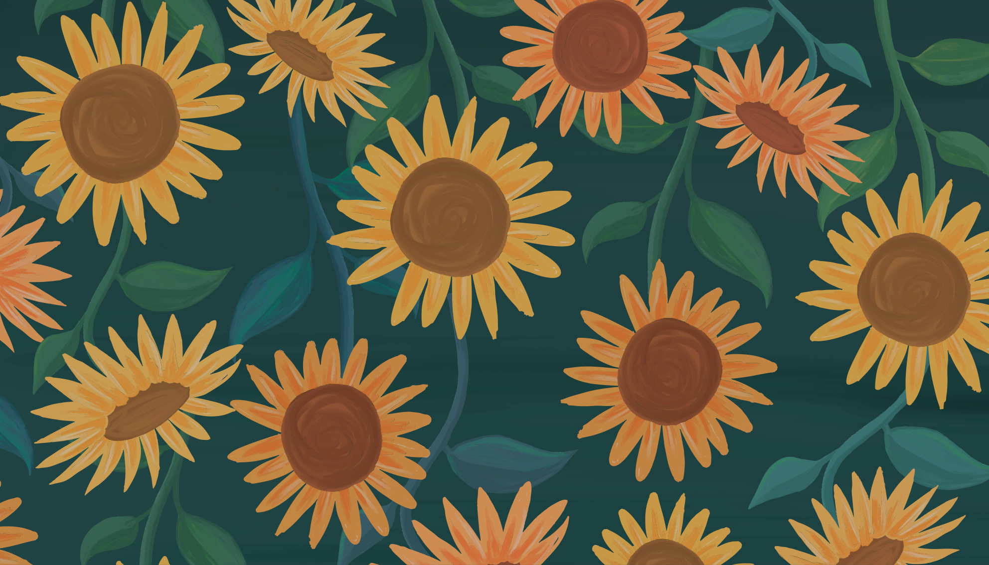 Covor vinil flori și plante model floarea-soarelui vintage - TenStickers