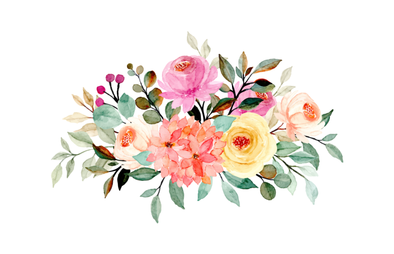 Flori desenate cu covor floral vopsit - TenStickers