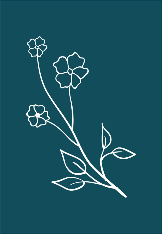 Flori și frunze desenate covor floral - TenStickers