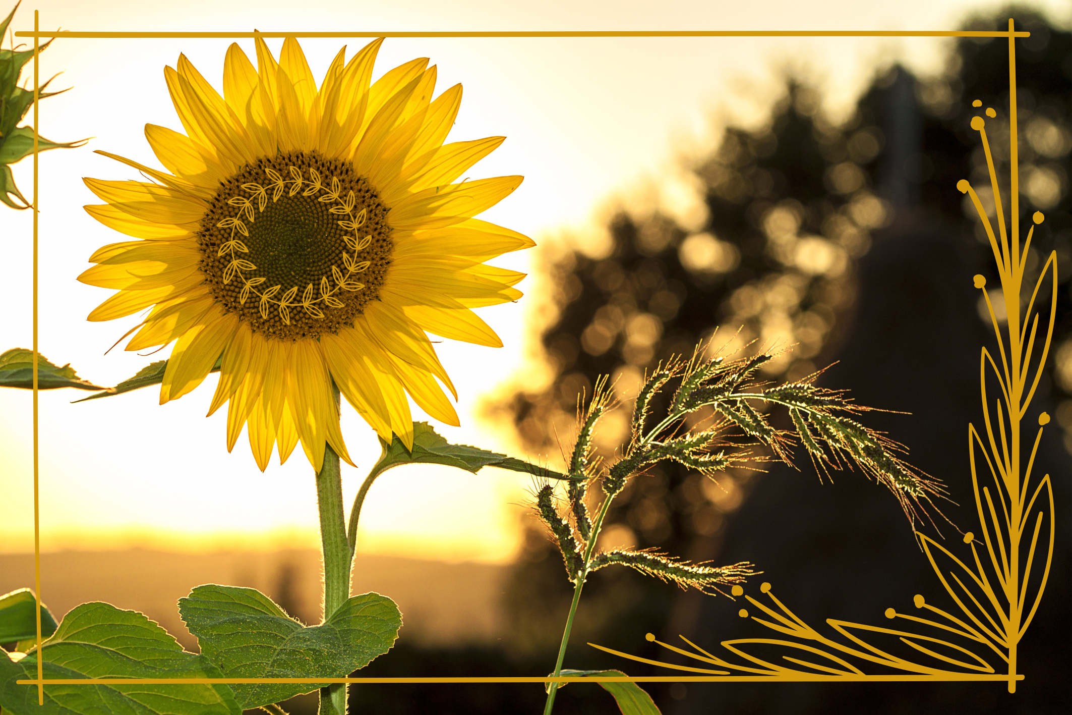 Covor vinil flori și plante floare de floarea-soarelui - TenStickers