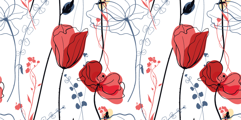 Covor vinil flori și plante harul florii purpurii - TenStickers