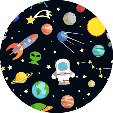 Desene animate diferite simboluri astronave covor stea - TenStickers