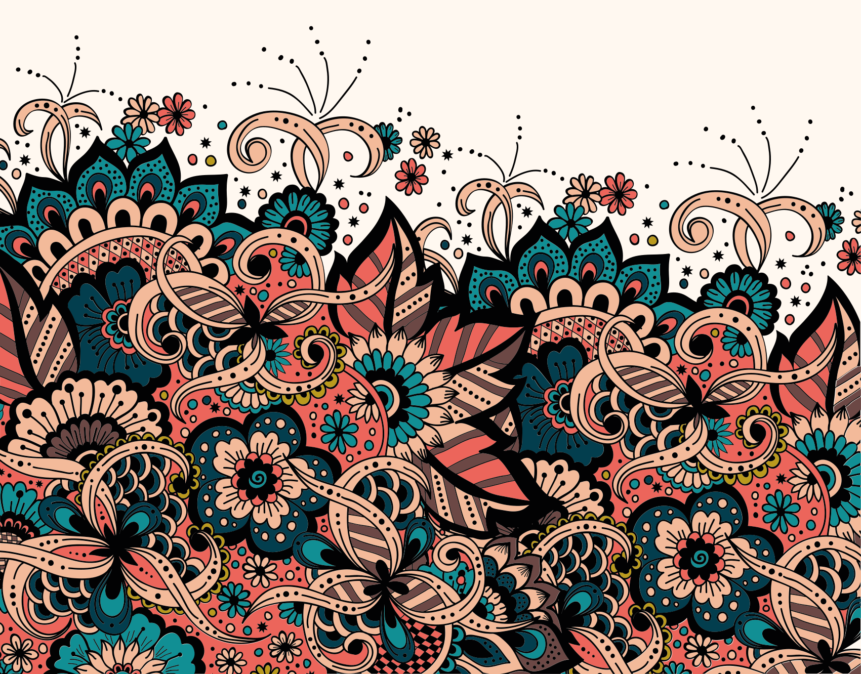 Covor vinil mandala elemente florale vii - TenStickers