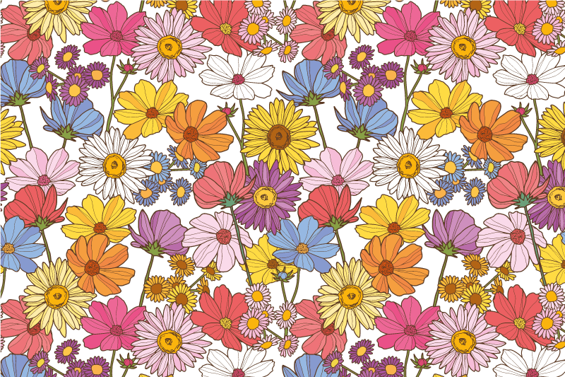 Covor floral cu model floral colorat - TenStickers