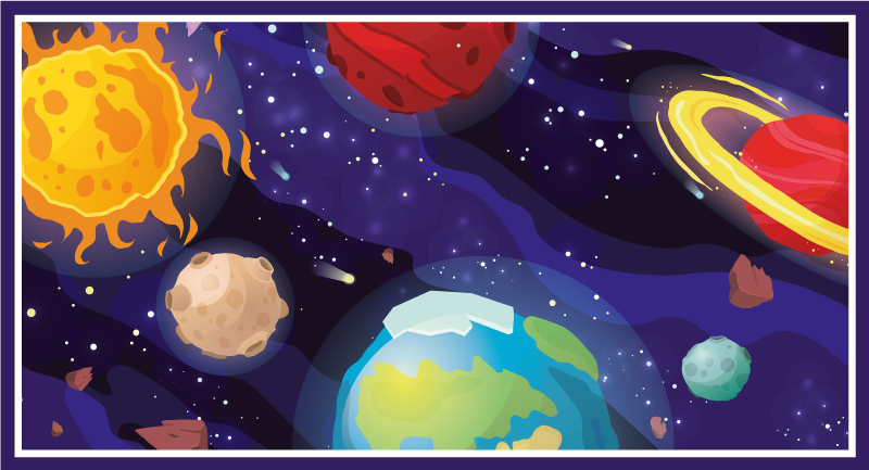 Spațiu de desene animate cu covor de stea de pământ din vinil - TenStickers