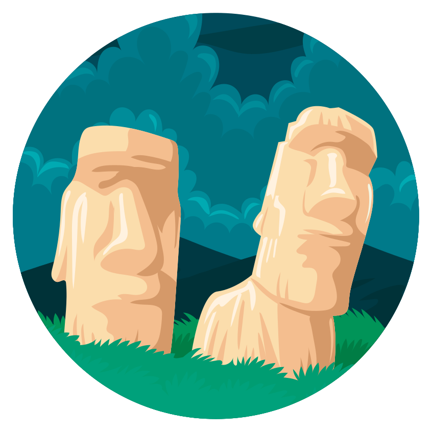 Covor de vinil harta lumii silueta statuilor moai - TenStickers