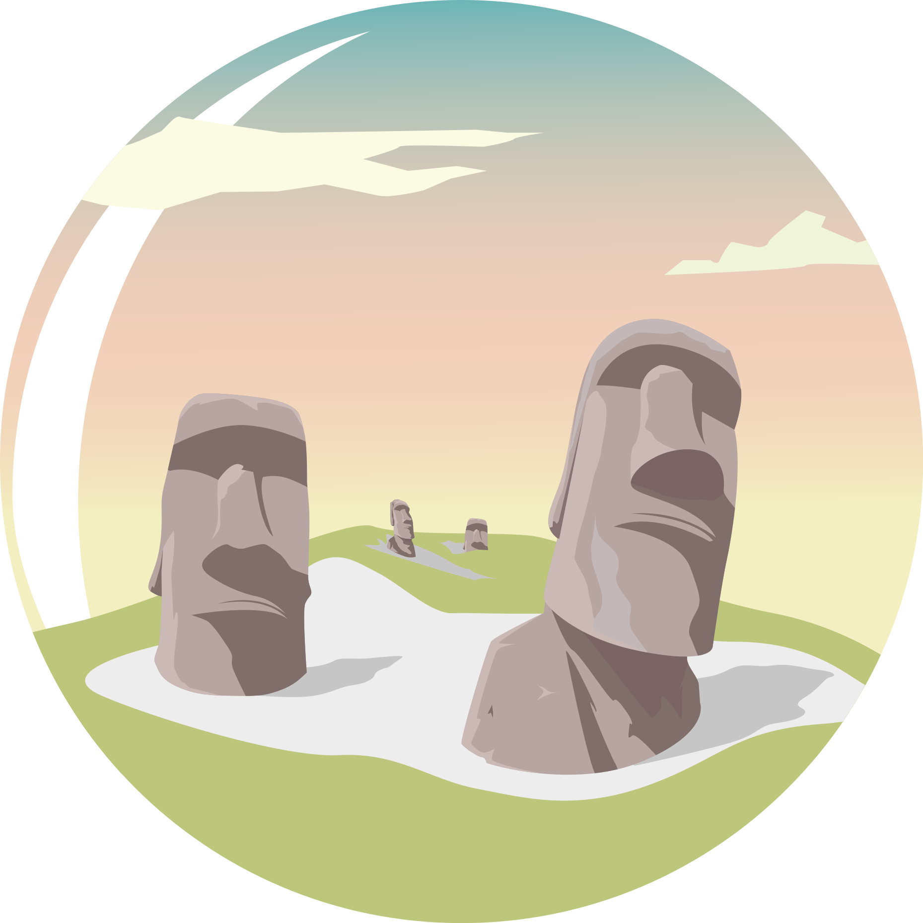 Covor vinil cu aspect de natura siluete de piatră moai - TenStickers