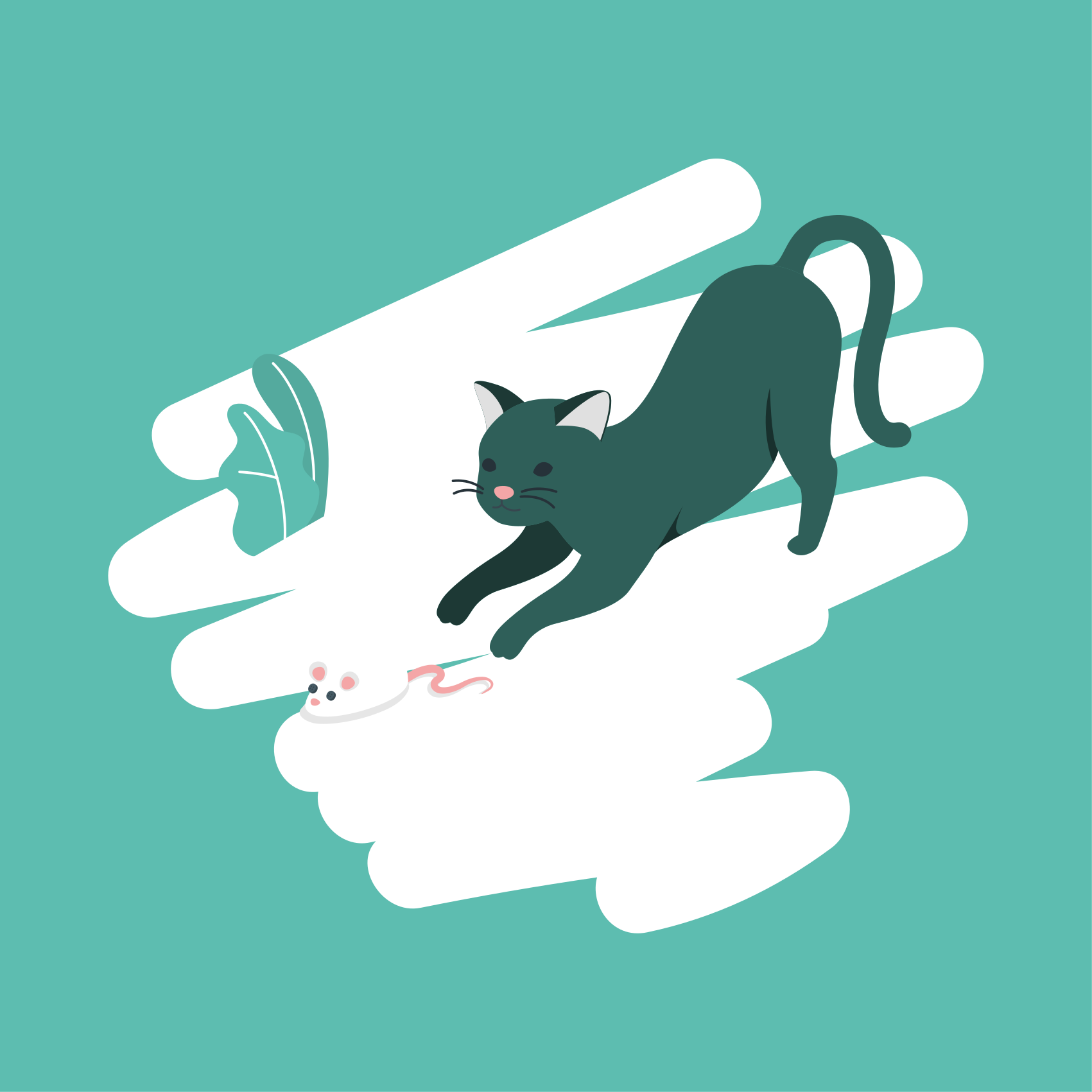 Covor vinil dormitor urmărirea jucăușă a pisicii - TenStickers