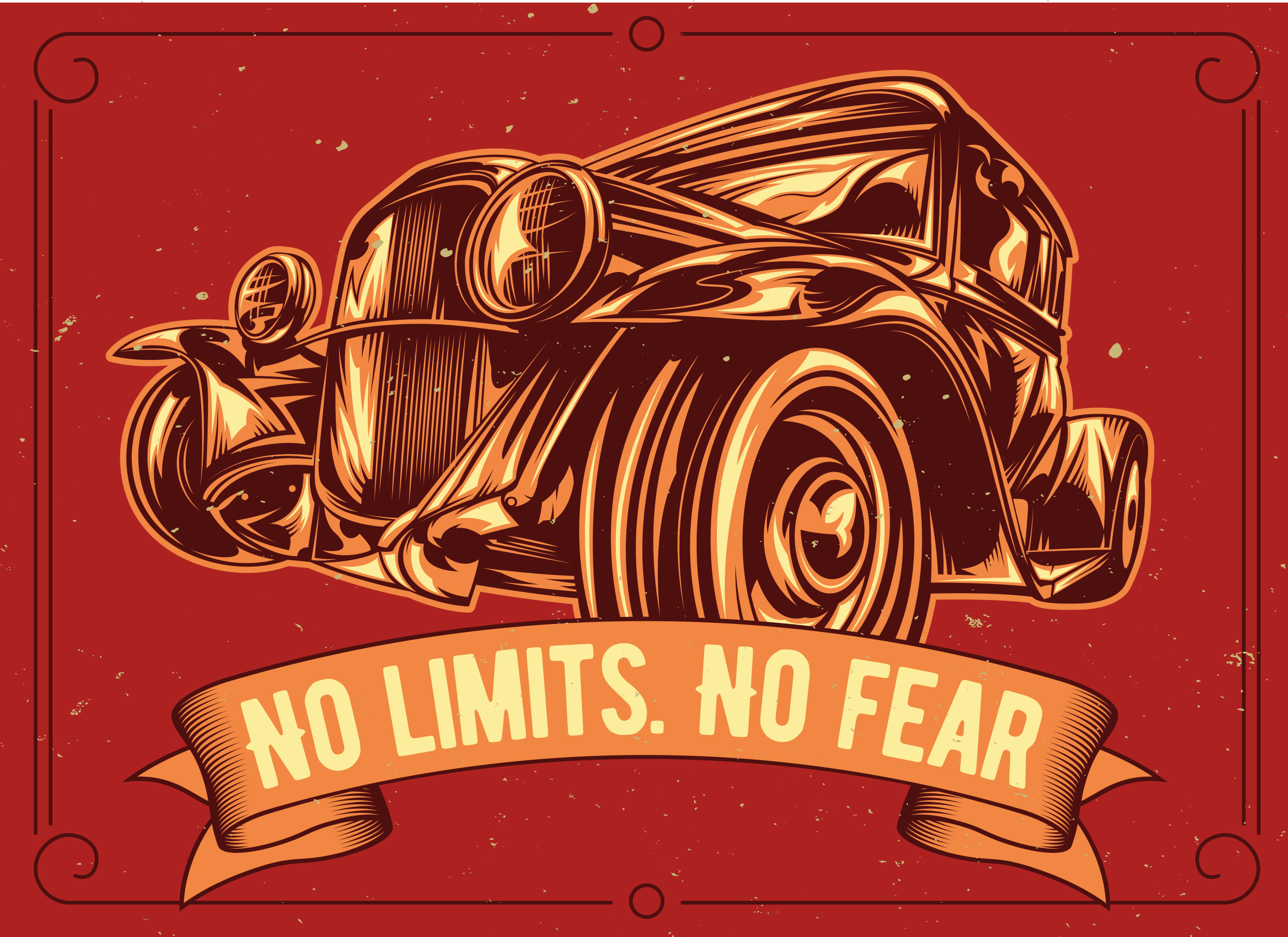 Covoare de vinil cu fraze ilustrație de mașină clasică - TenStickers