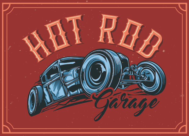 Covor de vinil epocă temă hot rod - TenStickers