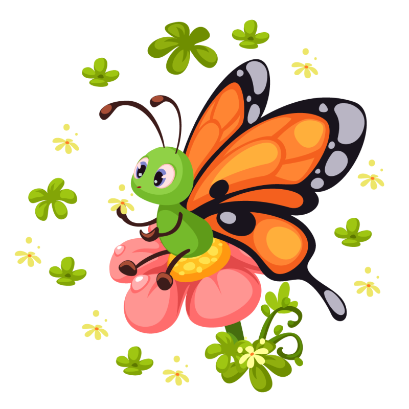 Fluture așezat pe un covor de flori pentru animale - TenStickers