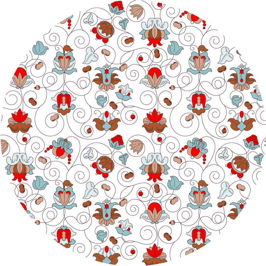 Covor vinil flori și plante accent spiralat botanic circular - TenStickers