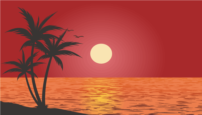 Covor vinil cu aspect de natura peisaj tropical la apus - TenStickers
