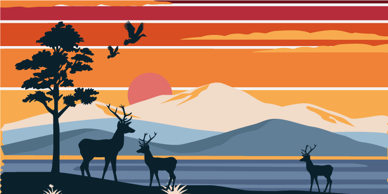 Covor vinil cu aspect de natura peisaj sălbatic la apus - TenStickers