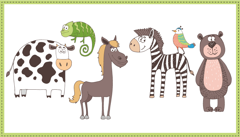 Covor de vinil pentru copii prieteni drăguți cu animale - TenStickers