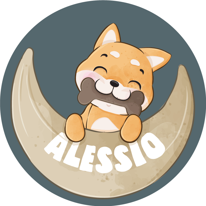 Alții covor de vinil cățeluș cu os și nume - TenStickers