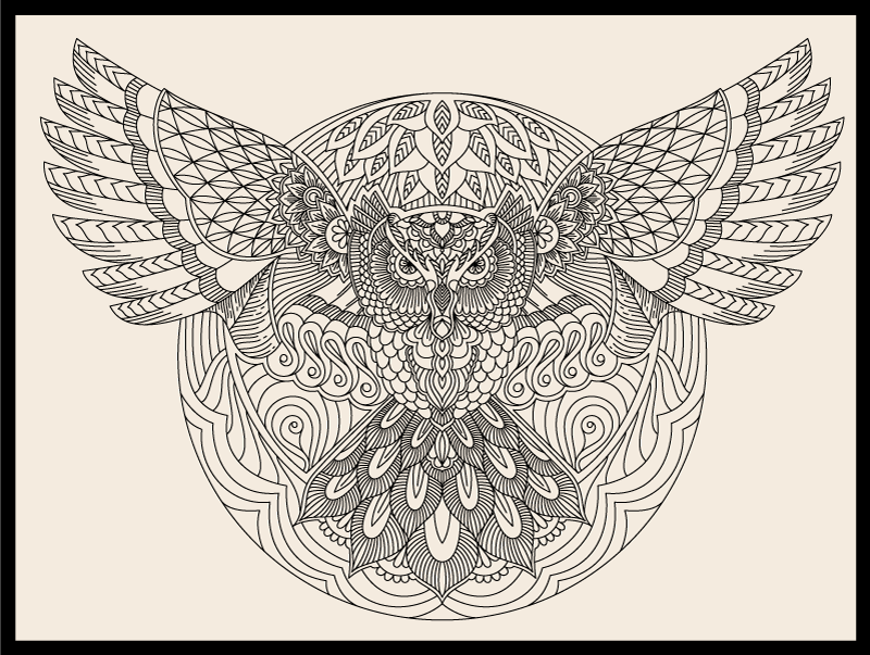 Covor vinil mandala model elegant de bufniță - TenStickers