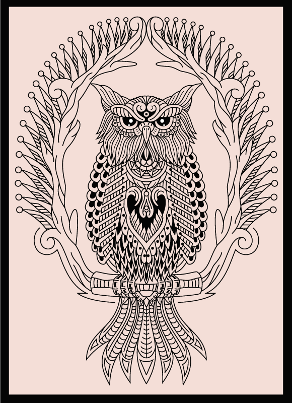 Covor vinil animal design mandala bufniță - TenStickers