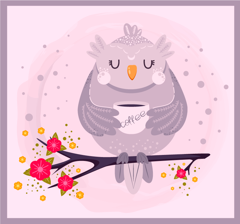 Covor vinil animal grafică fermecătoare cu bufniță - TenStickers