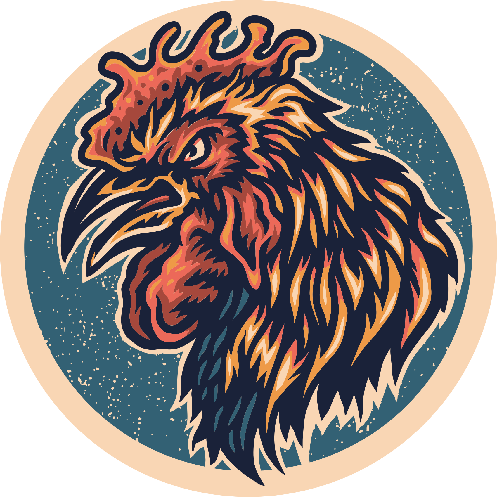 Covor de vinil Adolescenți ilustrație cap de cocoș - TenStickers